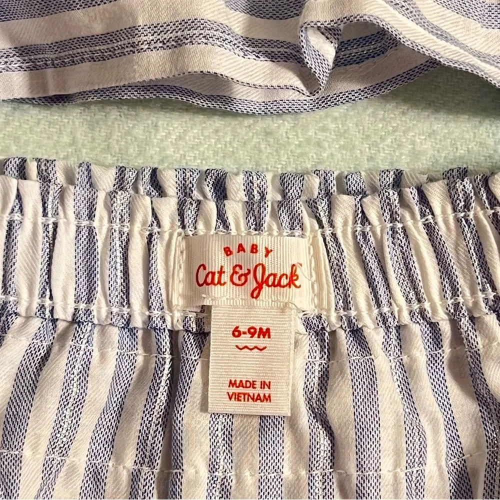 NWT! Cat & Jack Top & Bloomers, 2-Piece Set, Blue & White Stripes, 6-9M